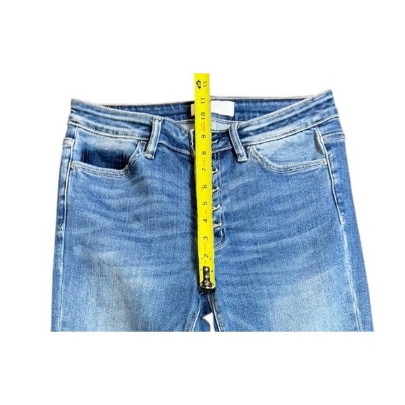 Vervet Womens Size 28 Button Fly Distressed Ripped Ankle Skinny Denim Blue Jeans - Picture 3 of 13